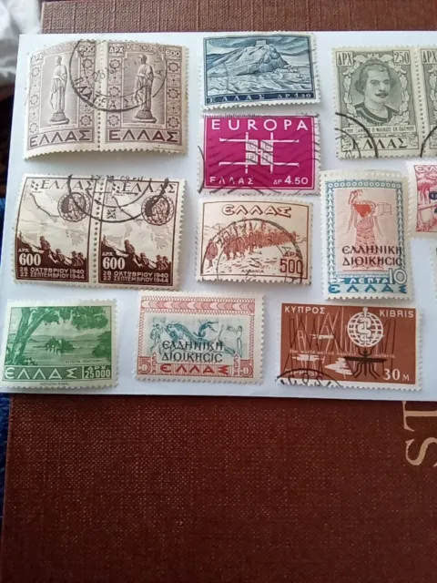 35  x GREECE  Postage Stamps Used Inc Pair 1944 600 / 1947 Ship Pair 450 Nponoia