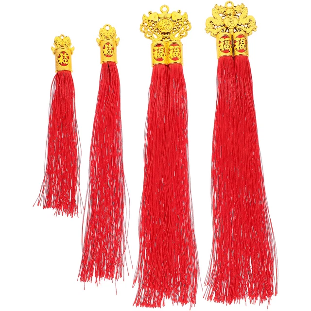 4 Pcs New Year Dragon Charm Lucky Hanging Pendant Spring Festival Fish Head