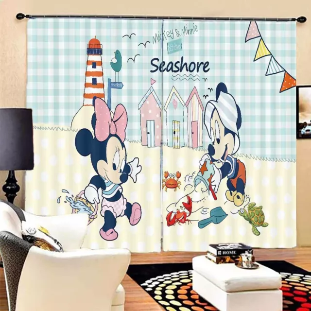 Mickey Mouse Shovel 3D Curtain Blockout Photo Printing Curtains Drape Fabric