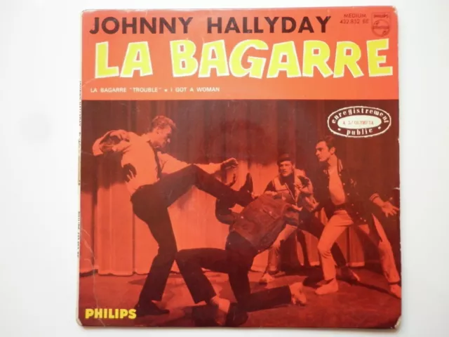 Johnny Hallyday 45Tours EP vinyle La Bagarre titres sur 1 ligne