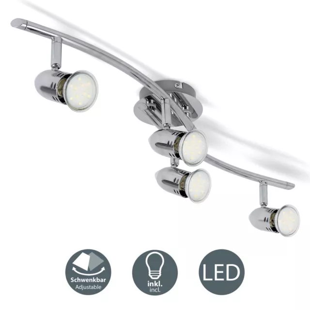 LED Decken-Strahler Lampe2-4 flammig GU10 3W warmweiß Metall silber schwenkbar