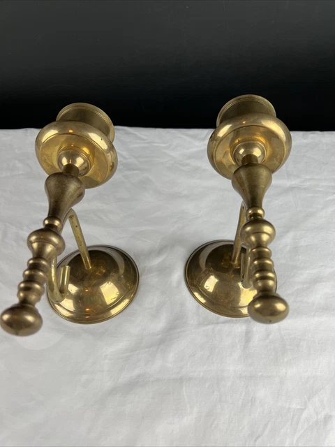 Vintage Solid Brass Sconce Candle holder 15” India Wall mount Taper Set Of 2