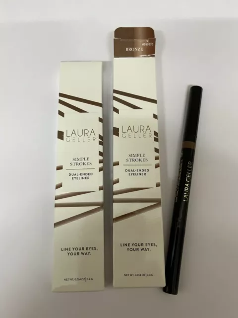 2 x LAURA GELLER  SIMPLE STROKES DUAL ENDED EYELINER ~ SHADE ~ BRONZE