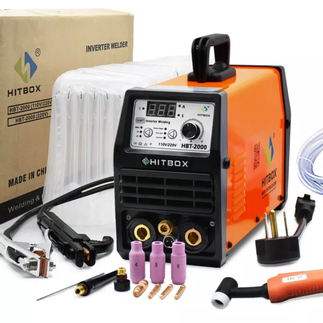 HITBOX 110V 220V TIG Welder 200Amp 2IN1 MMA Stick Inverter IGBT  Welding Machine
