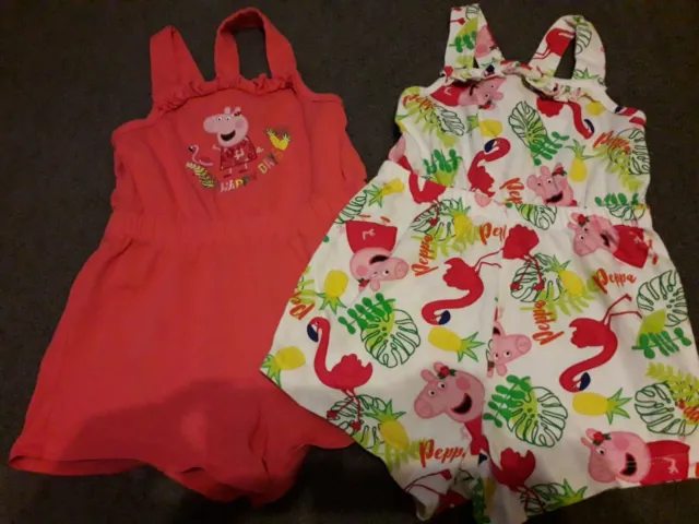 Two Peppa Pig Summer Playsuits/Romper 12-18 Months