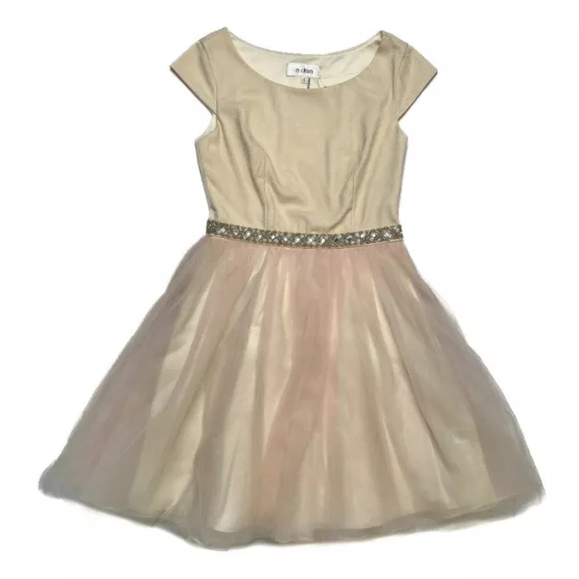 a. drea Tulle Formal Mini Dress Cream Pink Women's Small Formal Coquette