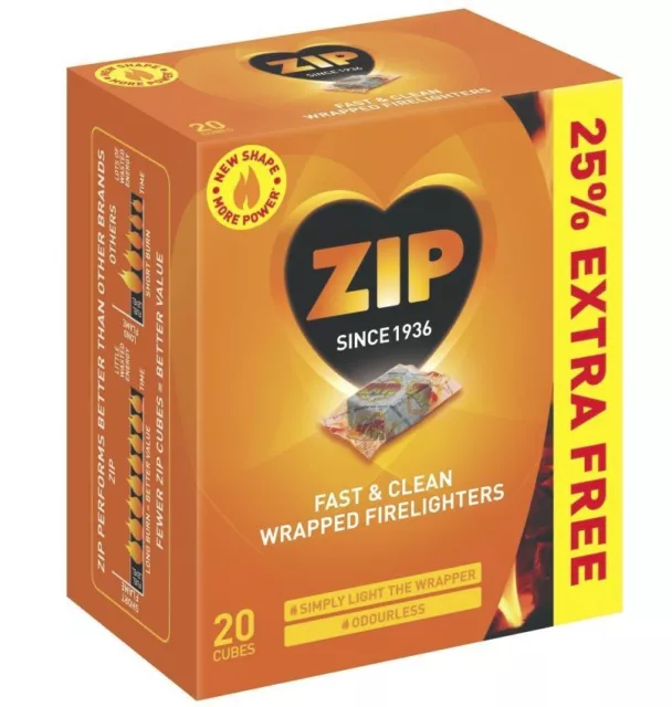 3 Pack Zip Fast & Clean 60 Cubes Wrapped Firelighters For Stove Fire Places BBQ