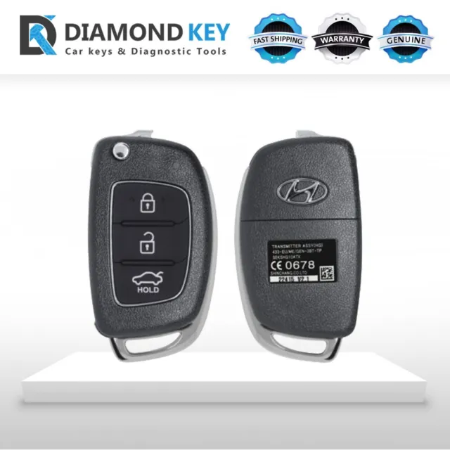 Genuine Hyundai Azera 2011-2014 Remote Head Flip Key 3Buttons 433Mhz-95431-3V030