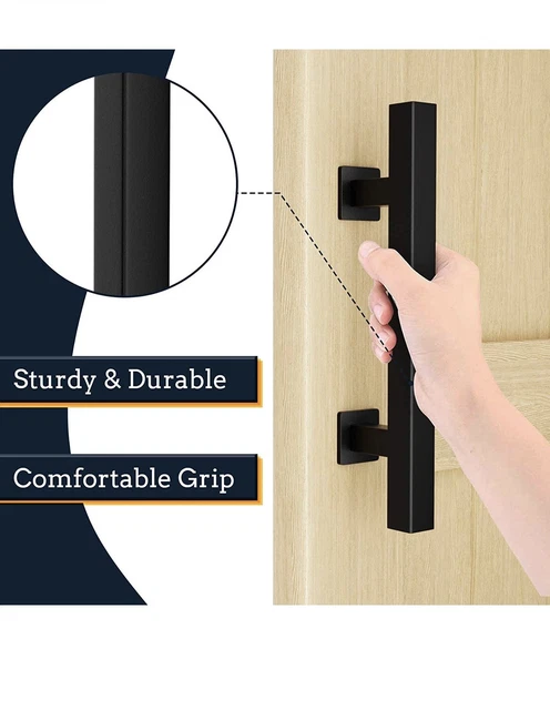 2 Of 12" Heavy Duty Sliding Barn Door Handle Pull &  Flush Hardware,Square,Black