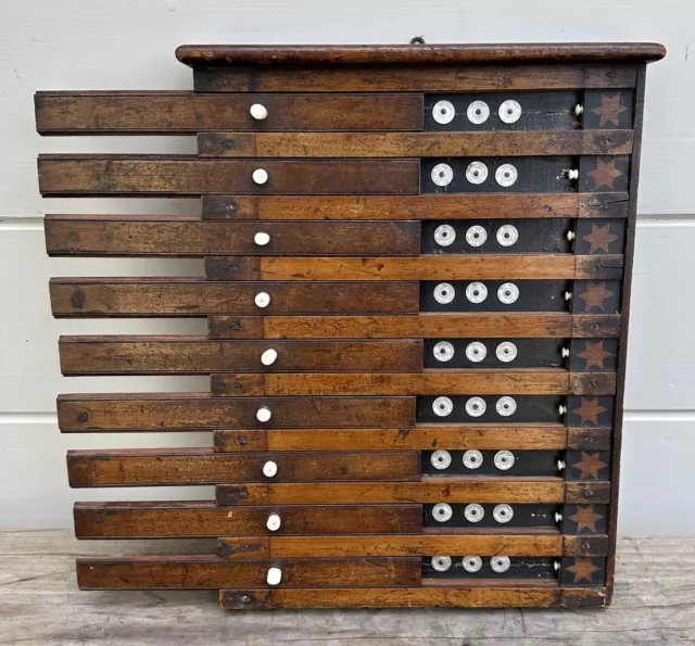 Antique Primitive Early 19th Century American Wood & MOP Billiards Scoreboard