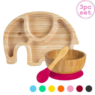 cuillère et Ventouse vert écologique Bamboo Plate Dinosaur Bamboo pour enfants bol 