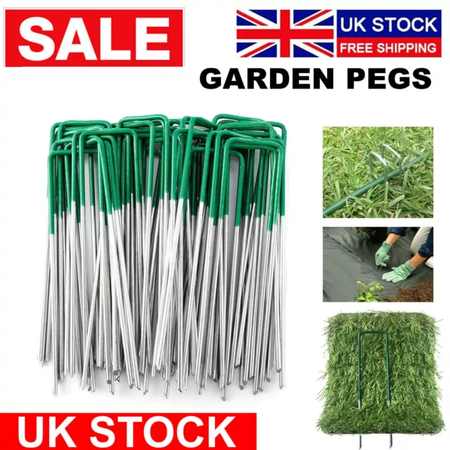 Garden Turf Pins Weed Fabric Galvanised Staples Securing Pegs U Artificial Grass