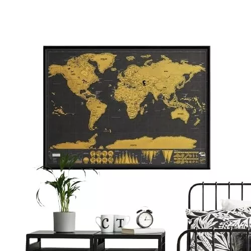 World Map Travel Gift | A3 Scratch Off Map | Map of the World Poster | Map of Co