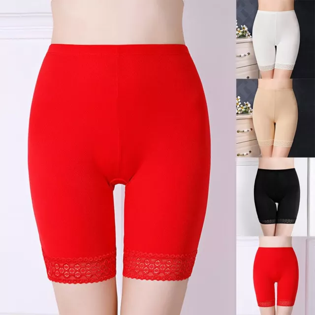 High Waist Stretch Shorts with Delicate Lace Details Women's Safety Underwear