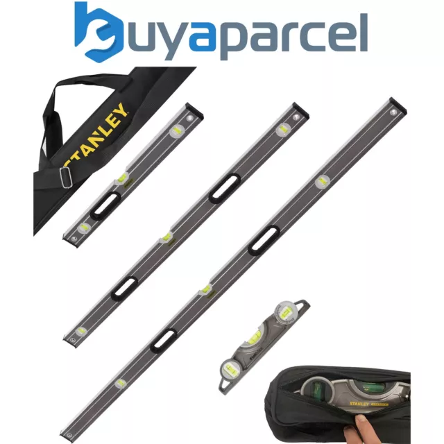 Stanley Fatmax Pro Box Beam Pro Spirit Level Set 4pc - 250 600 1200 1800mm + Bag