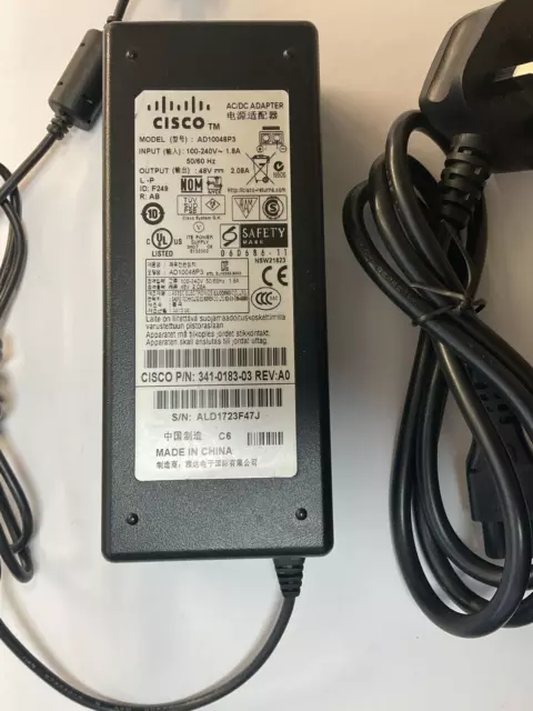 Genuine Cisco Ac Adapter Ad10048P3 48V 2.08Afor A5505 Firewall Power Cable Hg 7 2