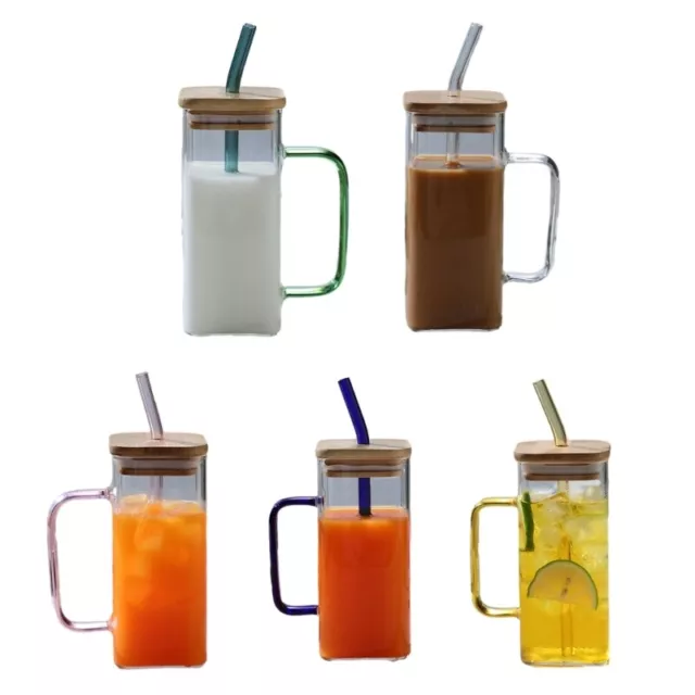 Colorful Handle Glass Cup Creative Cocktails Glasses Cup Reliable Beverage Cups