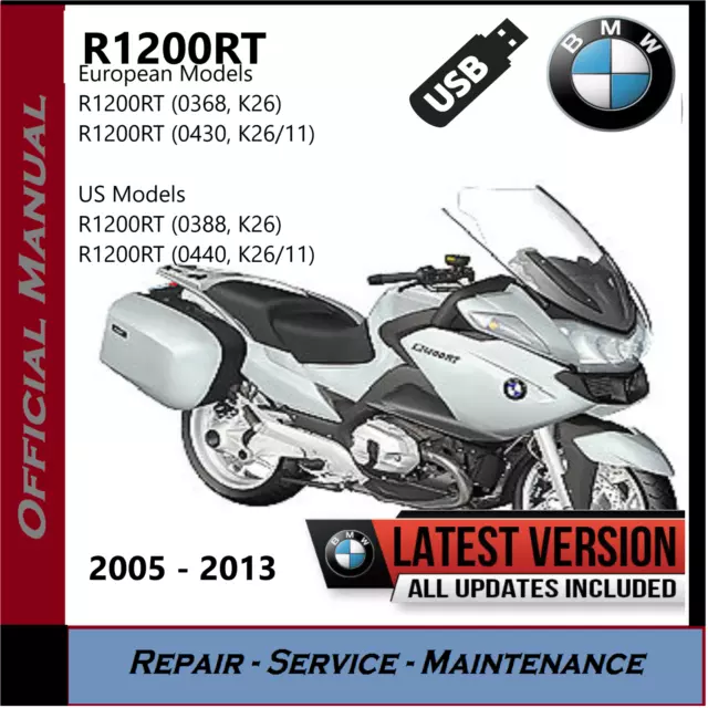 BMW R1200RT Workshop Service Repair Shop Manual 2005 - 2013 K26 R 1200 RT USB