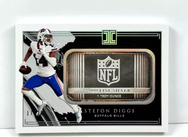 Stefon Diggs 2021 Panini Impeccable /20 Silver Bar NFL Shield 1 Troy Ounce