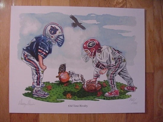 Georgia Bulldogs & Auburn Tigers Backyard Rivalry Limited Edition Print
