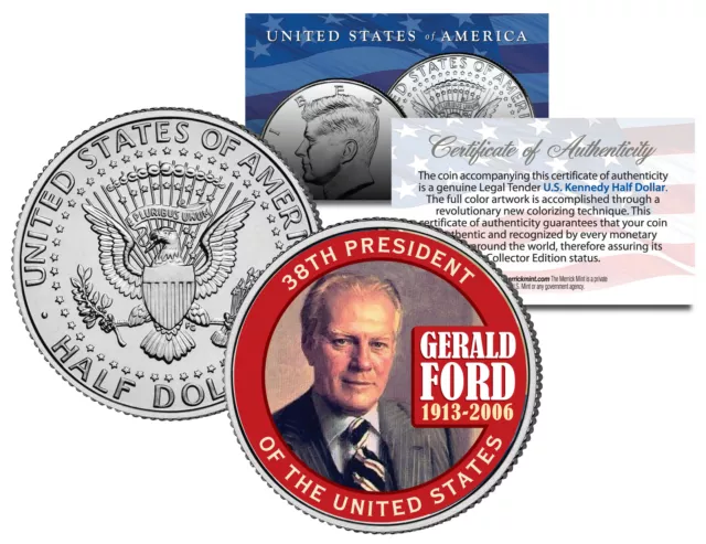 GERALD FORD *38th President* 1913-2006 JFK Kennedy Half Dollar Colorized US Coin