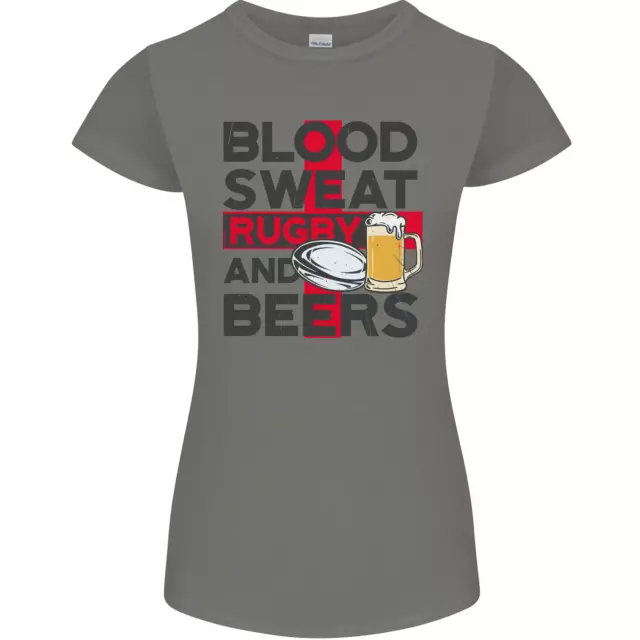 Blood Sweat Rugby and Beers England T-shirt divertente da donna petite cut 8