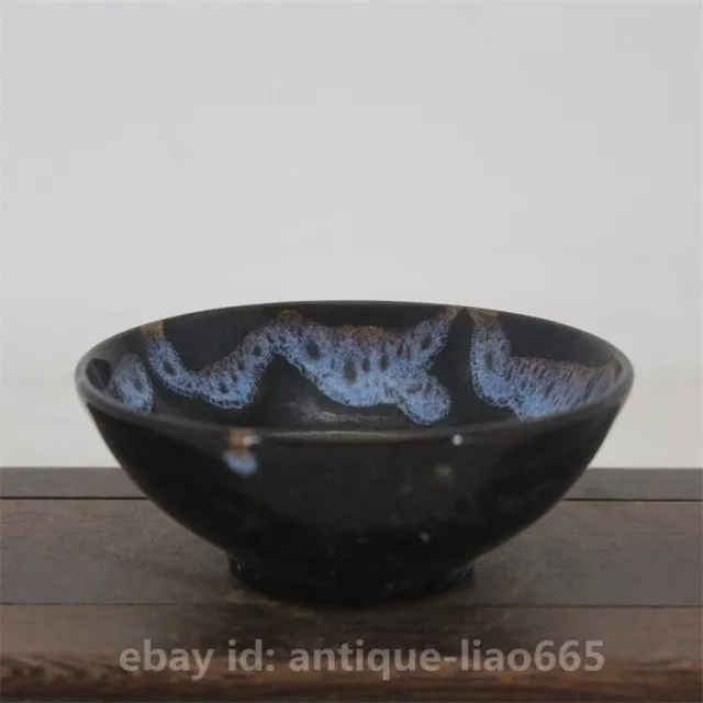 4.3" Collection Old Chinese Ceramics Jizhou Kiln Porcelain Pretty Ornament Bowl