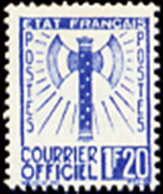 FRANCE STAMP TIMBRE DE SERVICE YVERT N° 7 " FRANCISQUE 1 F 20 BLEU " NEUF xx TTB