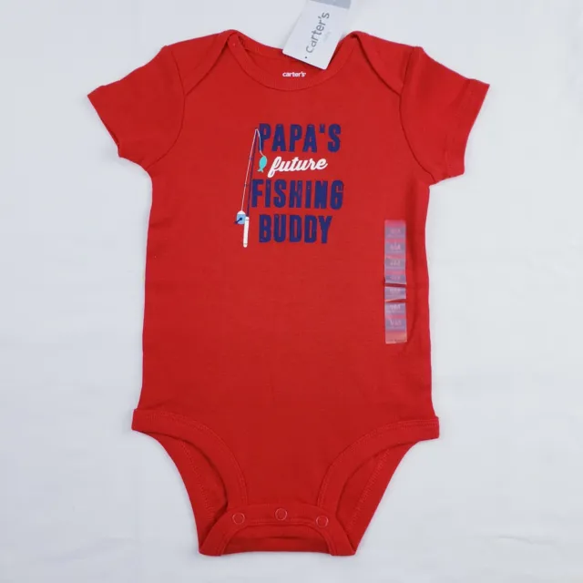 Carter's Infant Boy's Papa's Fishing Buddy Collectible Bodysuit Red 9months NWT