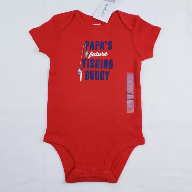 Carter's Infant Boy's Papa's Fishing Buddy Collectible Bodysuit Red 9months NWT