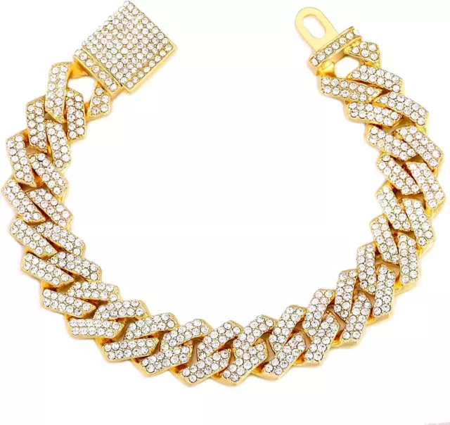 Pet Cat Dog Diamond Cuban chain Shimmering gold rhinestone collar Various sizes