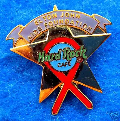 HR INTERNATIONAL *ELTON JOHN* AIDS FOUNDATION GOLD STAR Hard Rock Cafe PIN