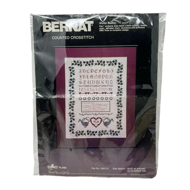 Bernat Counted Crossstitch Kit Muestreador 1984 CESTA DE INVIERNO 14CT 12"" X 16"" H04110