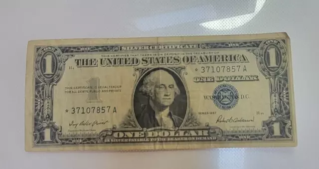 silver certificate star note 1957 one dollar bill