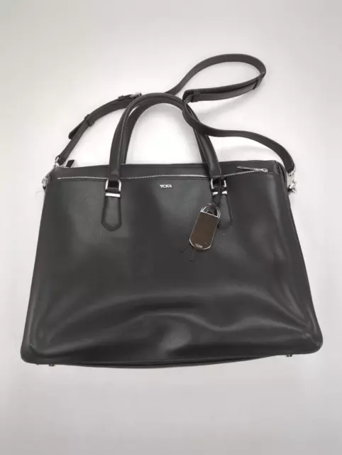 USED 1x TUMI Stanton Nia Commuter Briefcase Black Leather Laptop Bag