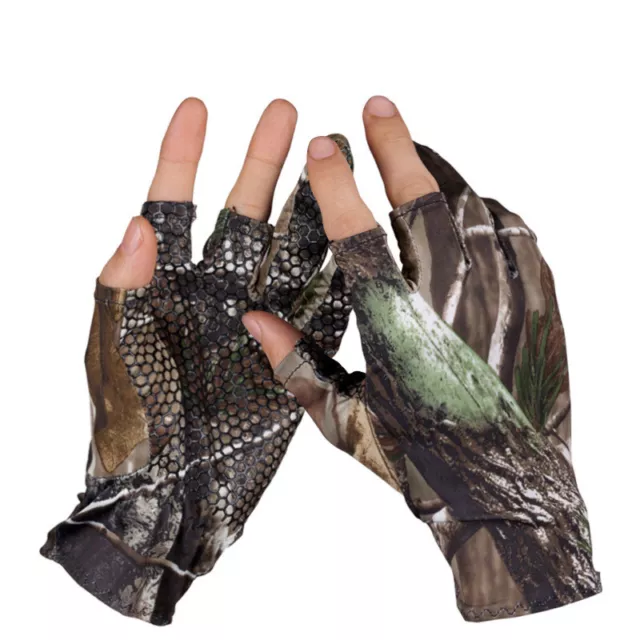Camo 3 Fingers Cut Fishing Gloves Anti-slip Waterproof Skidproof Sun Protection