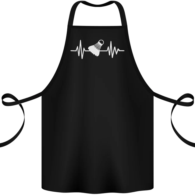 Pulse Badminton Player Funny ECG Cotton Apron 100% Organic