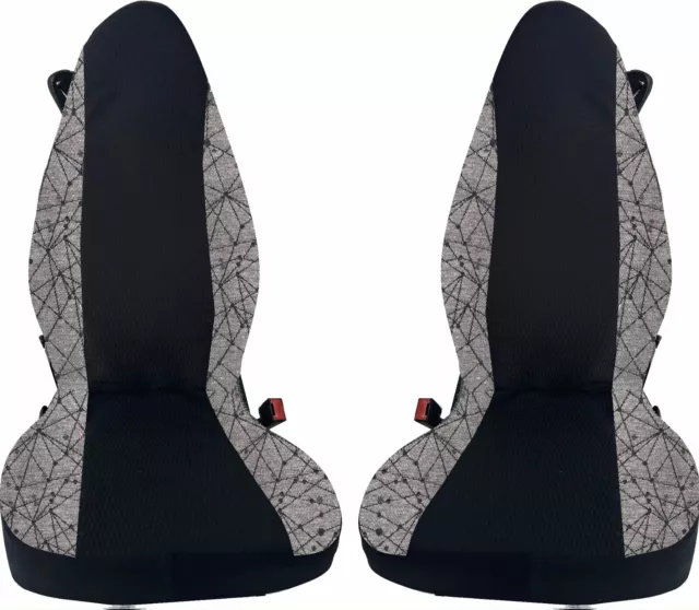 coprisedili auto smart for two in cotone jacquard  nero/grigio 100% made in ita