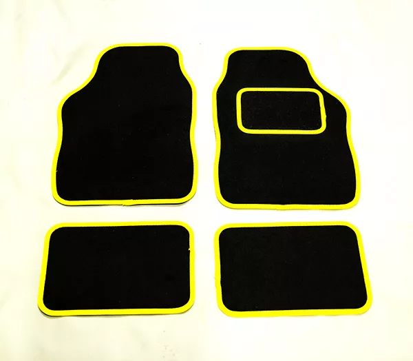 MORRIS MINOR (1969 on) UNIVERSAL Car Floor Mats Black & YELLOW