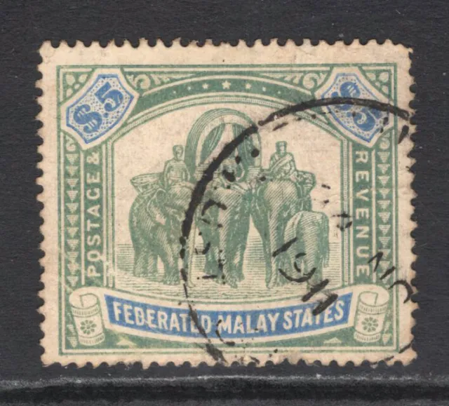 M14864 Malaysia-Federated Malay States 1908 SG50 - $5 green & blue.