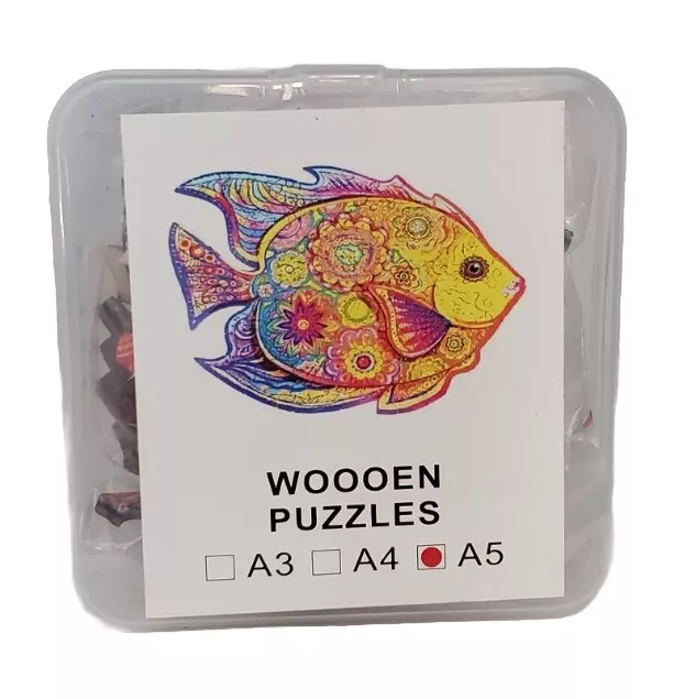 Unidragon Wooden Jigsaw Puzzle "Colorful Fish" for Adults, Size A5, Appx 105 pcs