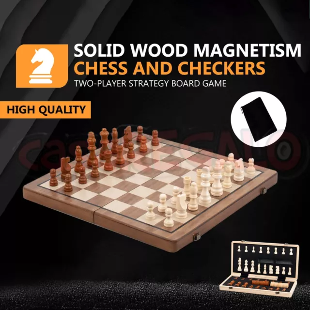 Folding Chessboard Large Wooden Magnetic International Chess Board Set Toy 39x39