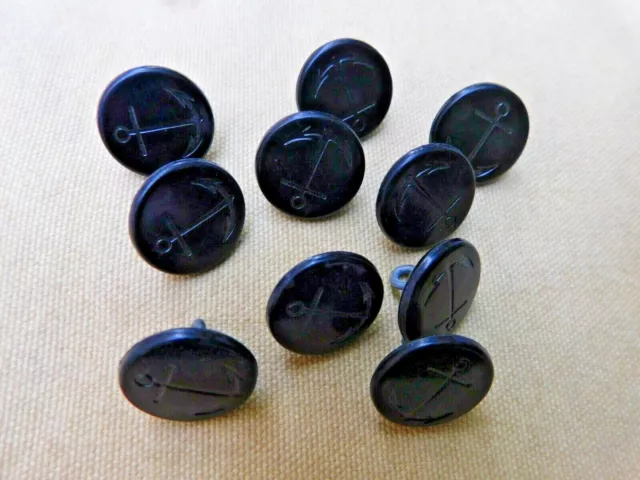 LOT DE 10 BOUTONS PLASTIQUE NOIRE US NAVY / MARINE NATIONALE FNFL ? 39-45 2èmeGM