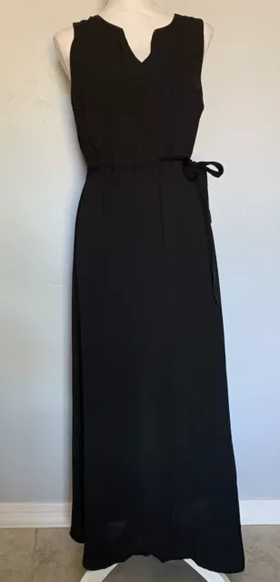 Simply Vera Wang Dress Black Sleeveless Long Sheer Side Tie Medium