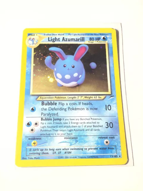 LIGHT AZUMARILL - Neo Destiny Set - 13/105 - Holo Rare - Pokemon Card - NM