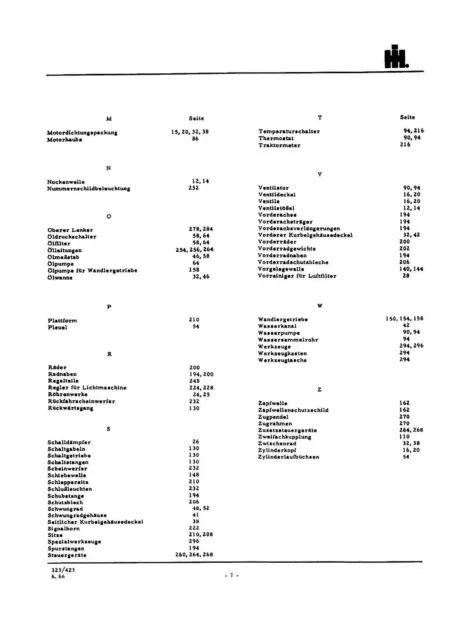 Ersatzteilkatalog IHC 323 423 Ersatzteilliste 3