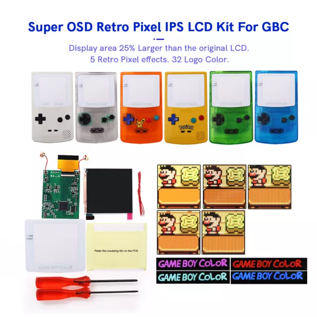 Super OSD Retro Pixel IPS Backlight LCD Screen Kit For GBC--Logo discoloration