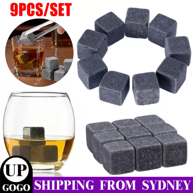 9x Whisky Rocks Ice Cube Cooler Party Reusebale Whiskey Drink Wine Stone