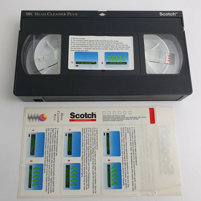 3M SCOTCH VIDEO Cassette Head Cleaner Plus VHS SVHS Cleaning Tape