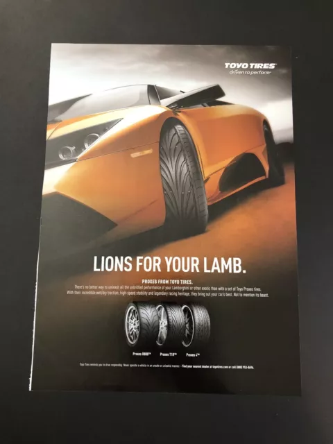Lamborghini Toyo Tires Vintage Original Print Ad Advertisement Printed A33